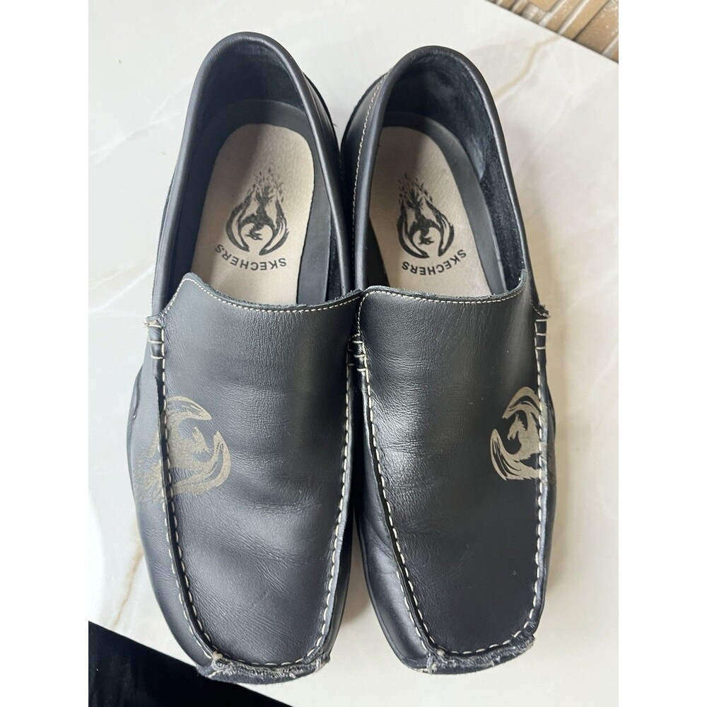 Skechers Men Loafers Slip On Men Leather Shoes Black Us 10 - Picture 7 of 9